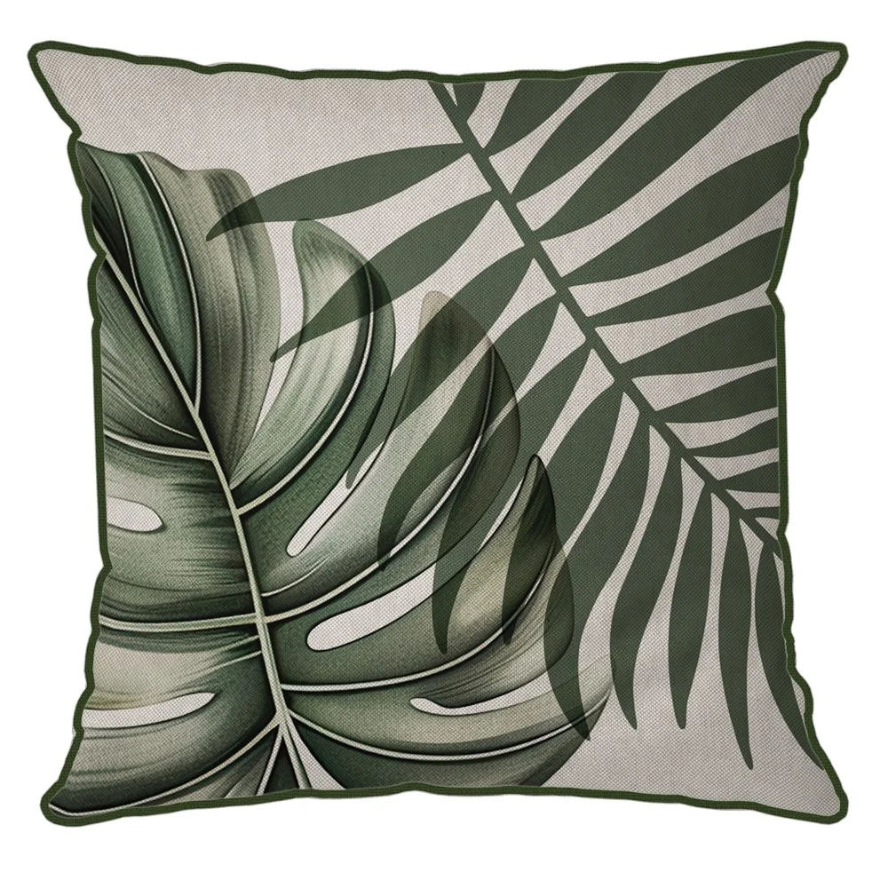 Capa de Almofada Rustic Linen com cordone 43x43 verde Folhagem sala 003 Belchior