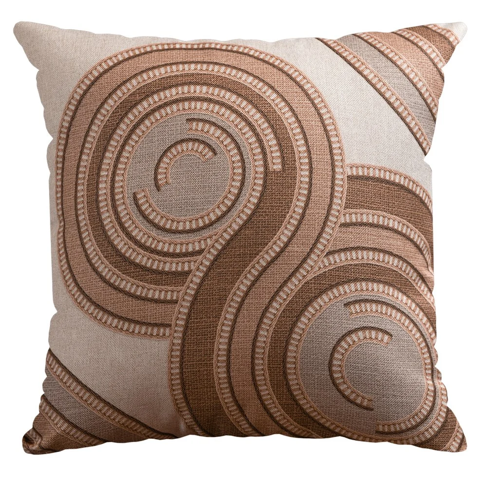 Capa para Almofada Rustic Linen 43x43 Espirais Terracota, Capuccino e Areia 112 Belchior