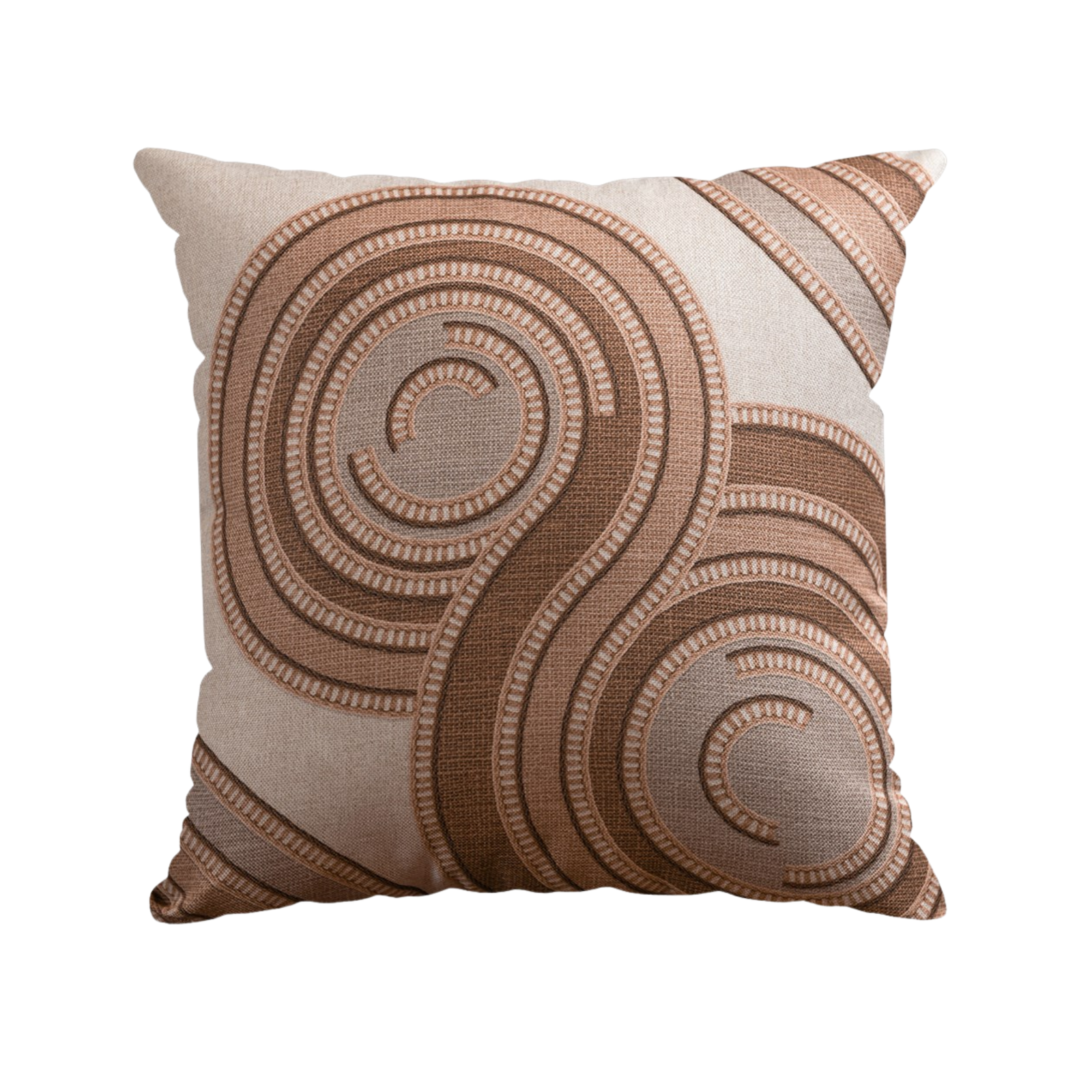 Capa para Almofada Rustic Linen Espirais Terracota, Capuccino e Areia