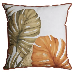 Capa de Almofada Velveteen com Cordone 43x43 Branca Verde e Terracota sala 779 Belchior