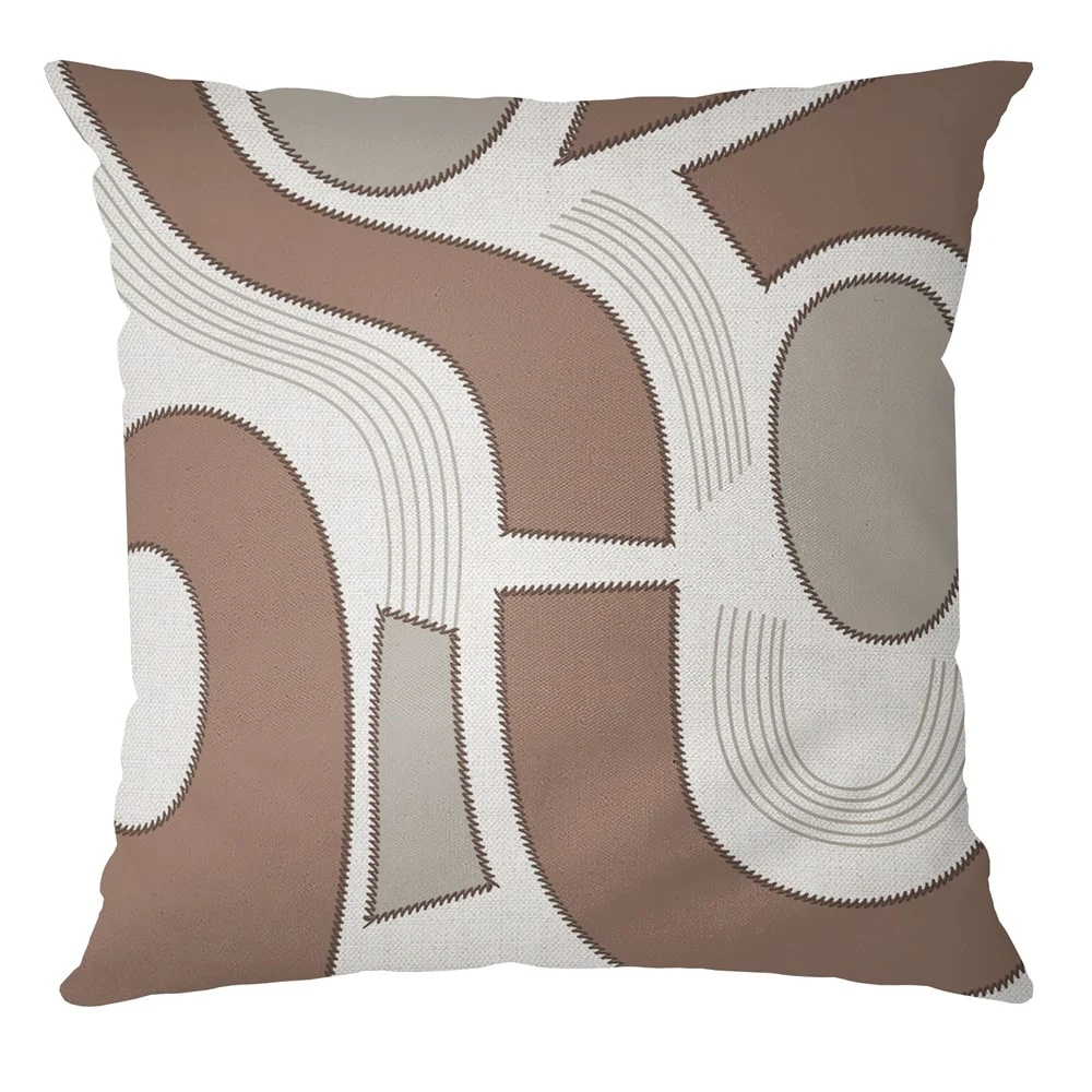 Capa de Almofada Velveteen 43x43 Taupe, Marrom Suave e Off White sala 811 Belchior