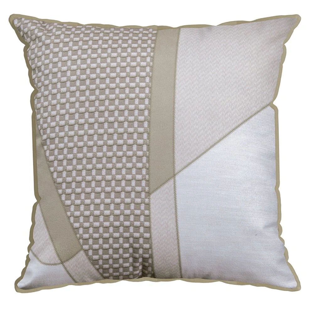 Capa de Almofada Velveteen com Cordone 43x43 Bege e off white sala 828 Belchior
