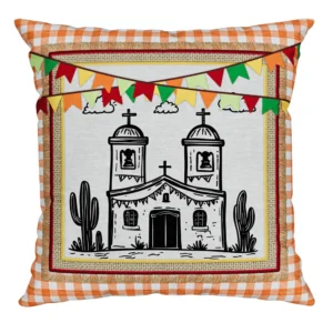 Capa de Almofada São João bandeirinhas igreja 43x43 sala 309 Belchior