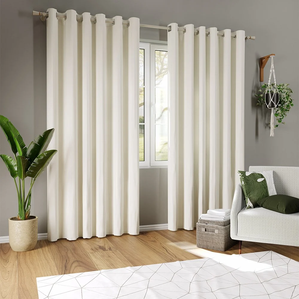 Cortina Semi Blackout Dália 400x230 sala quarto varão 3M Marfim Belchior