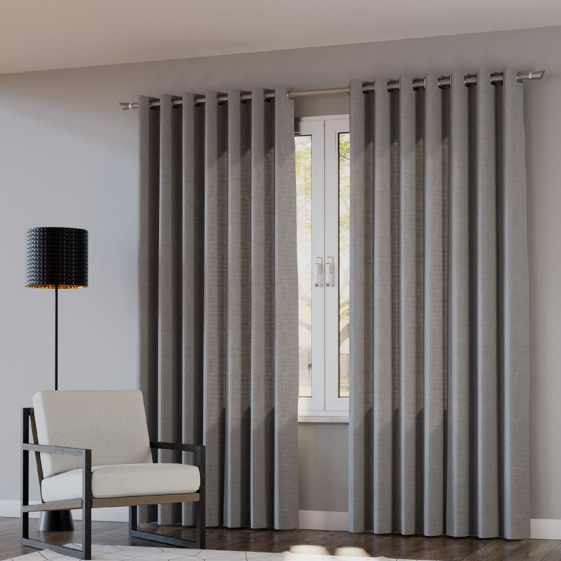 Cortina Bali Cinza com Forro Semi Blackout 260x230 sala quarto varão 2M Cinza Belchior