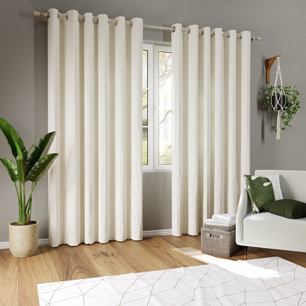 Cortina Semi Blackout Dália 260x230 sala quarto varão 2M Marfim Belchior