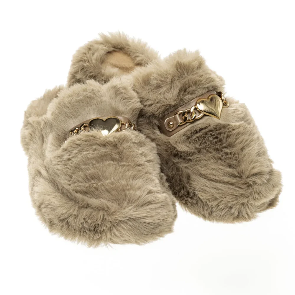 Chinelo de Pelo Pantufa Marrom Ágata Europa