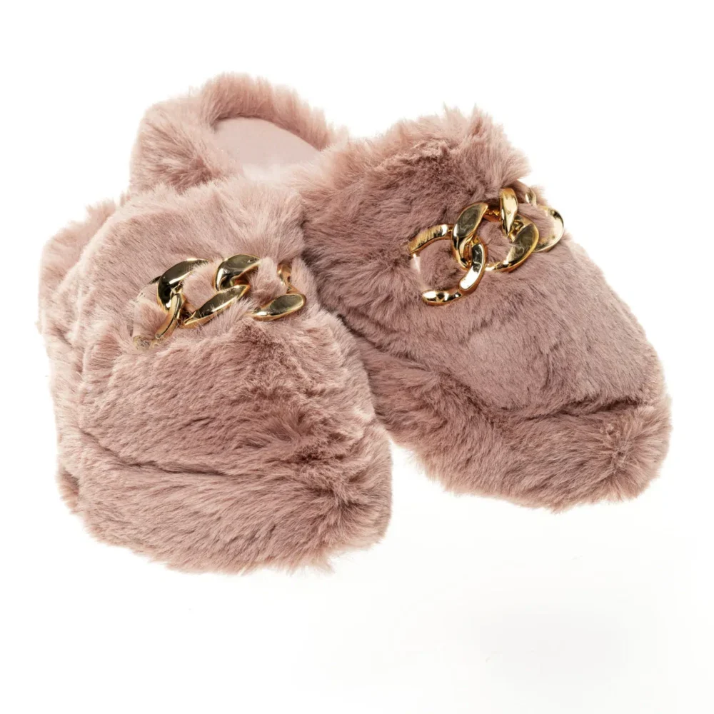 Chinelo de Pelo Pantufa Rose Ana Europa